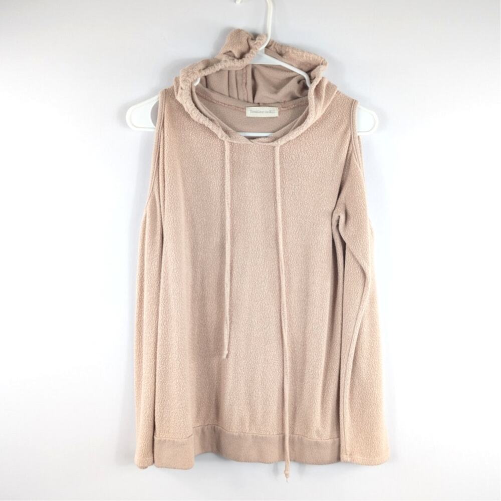 Trouble at the Mill Medium Sleeveless Hoodie Womens Beige Rayon Blend USA Made